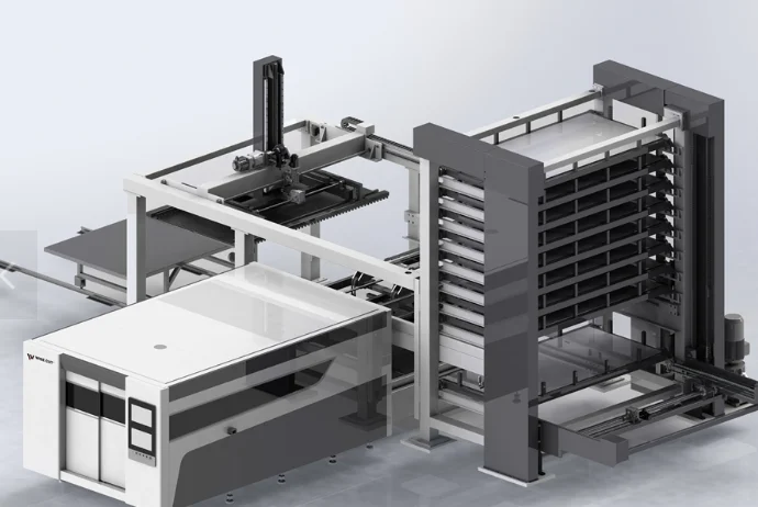 Automated laser cutting production line with material storage rack